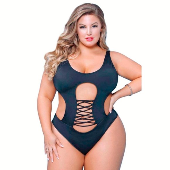 Plus 1Pc  Swimsuit Womens Size 1x 2x 3x 4x Red One Piece High Leg Swimwear - Picture 7 of 10